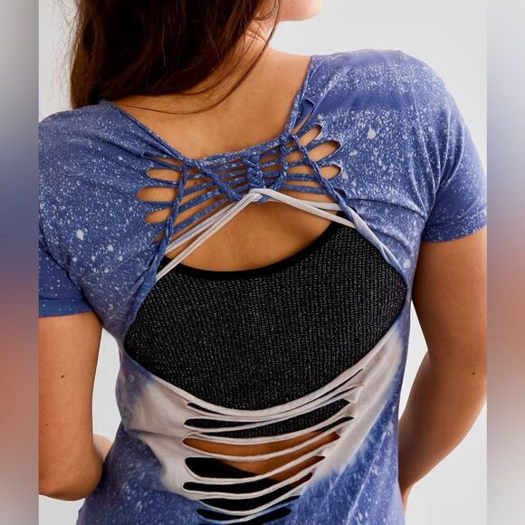 Affliction women’s skeleton Valley scoop neck t-shirt rhinestones cutouts NWT XS - Picture 2 of 11